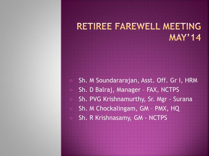 retiree farewell meeting may 14