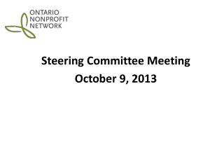 Steering Committee Meeting October 9, 2013