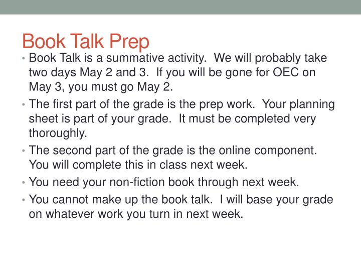 book talk prep