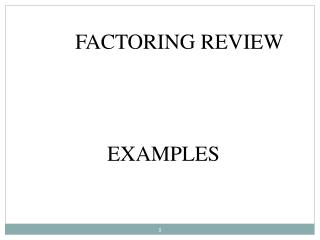 FACTORING REVIEW