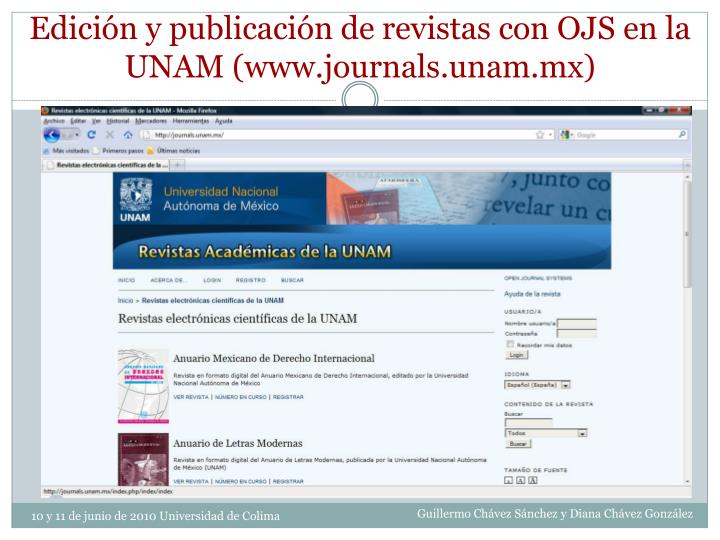 edici n y publicaci n de revistas con ojs en la unam www journals unam mx