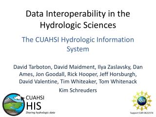 Data Interoperability in the Hydrologic Sciences The CUAHSI Hydrologic Information System