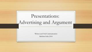 Presentations: Advertising and Argument