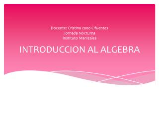 introduccion al algebra
