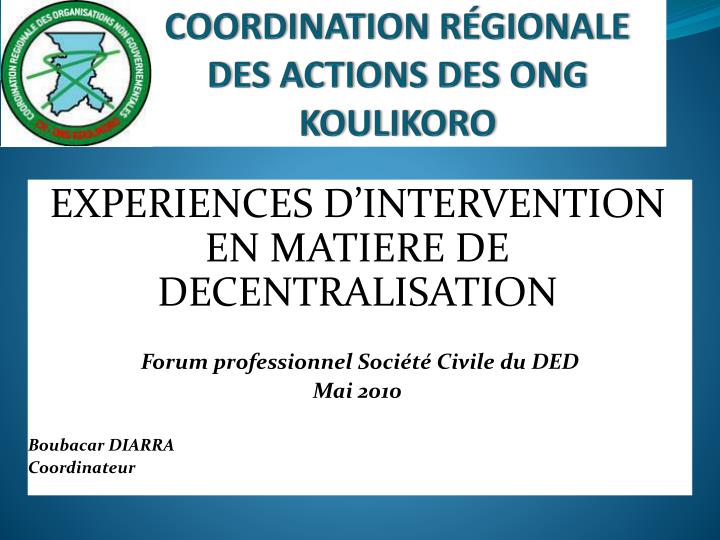 coordination r gionale des actions des ong koulikoro