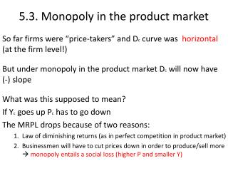5.3. Monopoly in the product market