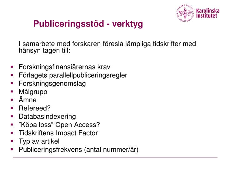 publiceringsst d verktyg