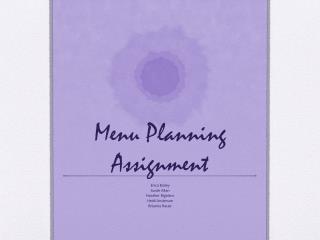 Menu Planning Assignment