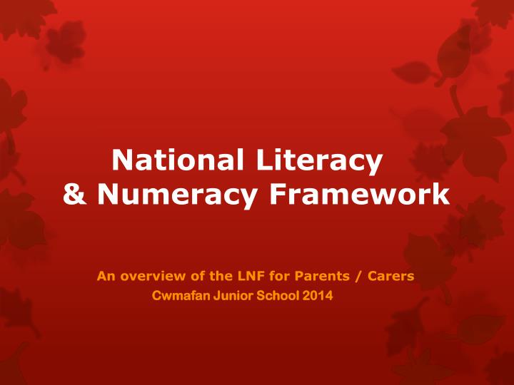national literacy numeracy f ramework