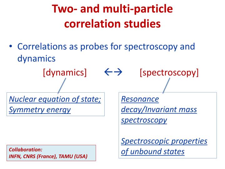 two and multi particle correlation studies