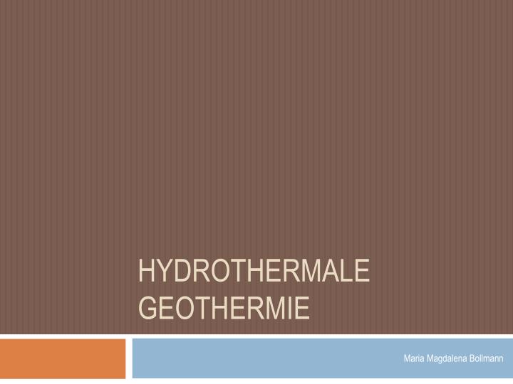 hydrothermale geothermie