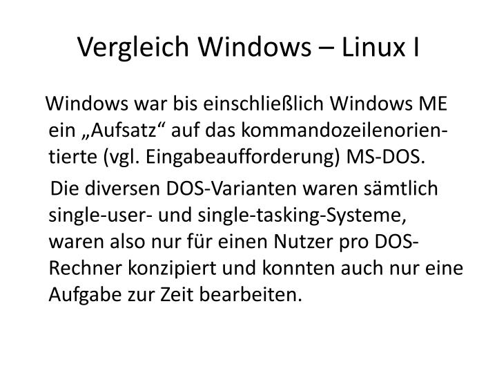 vergleich windows linux i