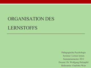 organisation des lernstoffs