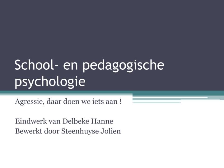 school en pedagogische psychologie