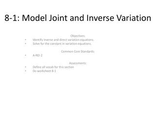 8-1: Model Joint and Inverse Variation