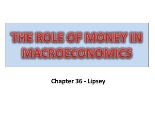 THE ROLE OF MONEY IN MACROECONOMICS