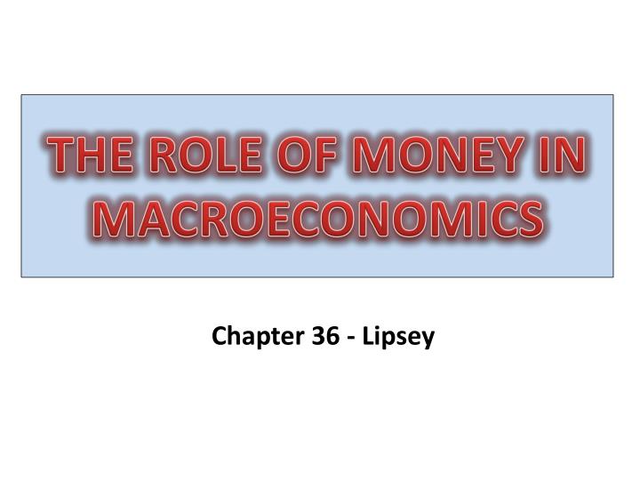 the role of money in macroeconomics