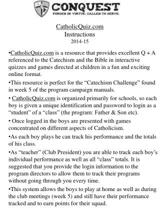 CatholicQuiz Instructions 2014-15