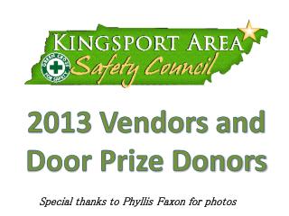 2013 Vendors and Door Prize Donors