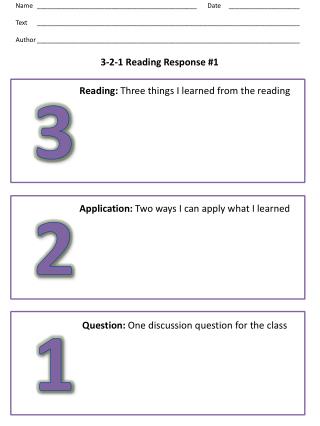 3-2-1 Reading Response #1