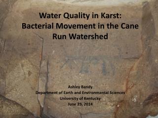 Water Quality in Karst: Bacterial Movement in the Cane Run Watershed