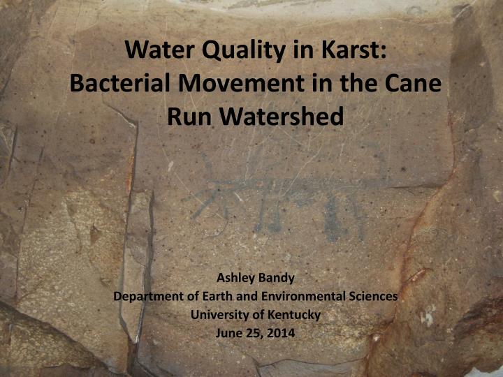 water quality in karst bacterial movement in the cane run watershed