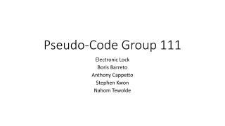 Pseudo-Code Group 111
