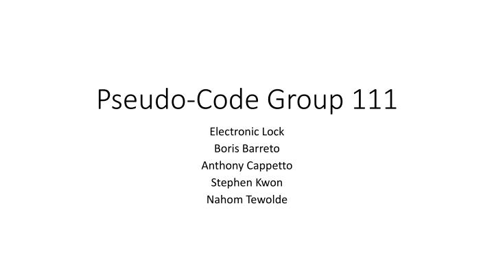 pseudo code group 111