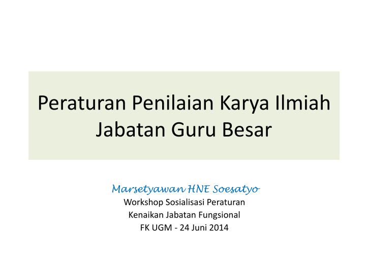 peraturan penilaian karya ilmiah jabatan guru besar