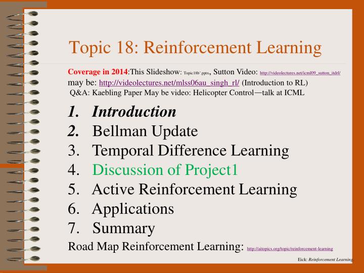 topic 18 reinforcement learning