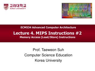 Lecture 4. MIPS Instructions #2 Memory Access (Load/Store) Instructions