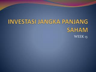 INVESTASI JANGKA PANJANG SAHAM