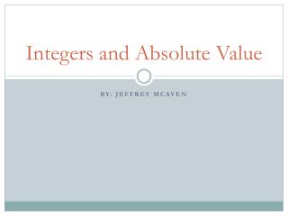 Integers and Absolute Value