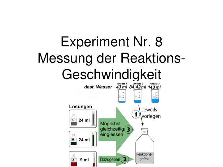 experiment nr 8 messung der reaktions geschwindigkeit