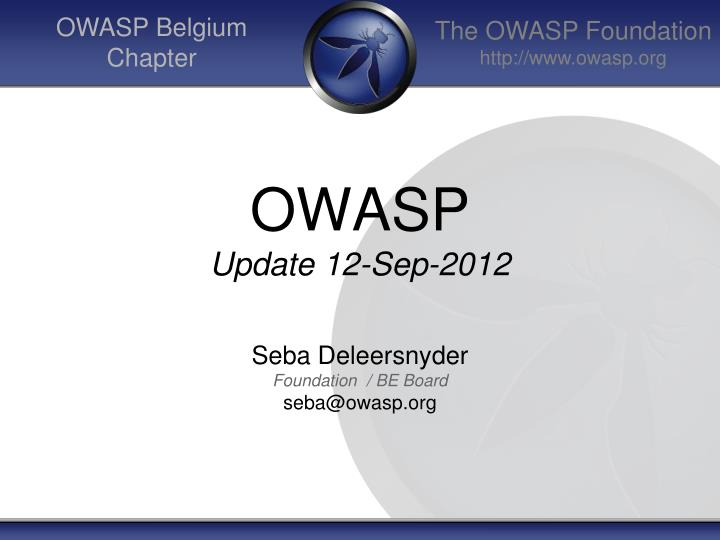 owasp update 12 sep 2012