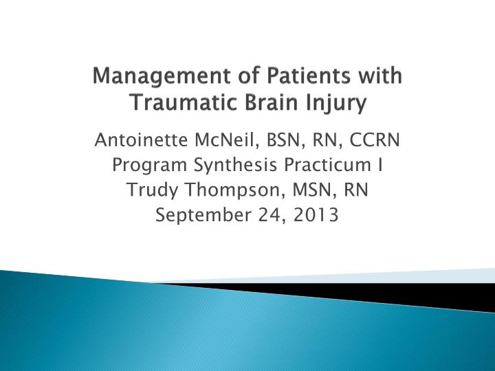 management of patients with traumatic brain injury