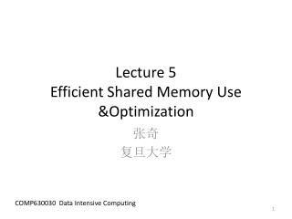 Lecture 5 Efficient Shared Memory Use &amp;Optimization