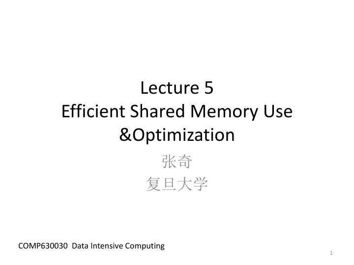 lecture 5 efficient shared memory use optimization
