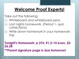 Welcome Proof Experts!