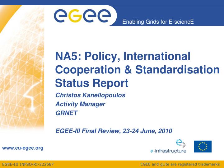 na5 policy international cooperation standardisation status report