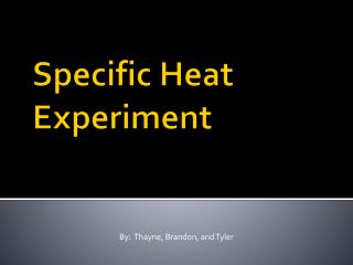 Specific Heat Experiment