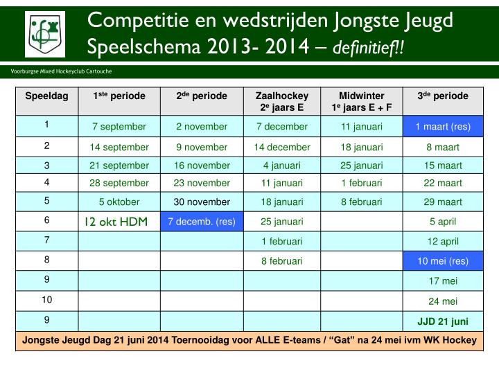 competitie en wedstrijden jongste jeugd speelschema 2013 2014 definitief