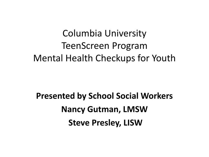 columbia university teenscreen program mental health checkups for youth
