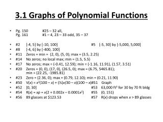 3.1 Graphs of Polynomial Functions