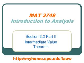 MAT 3749 Introduction to Analysis