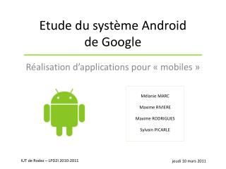 etude du syst me android de google