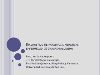 diagn stico de parasitosis hematicas enfermedad de chagas paludismo