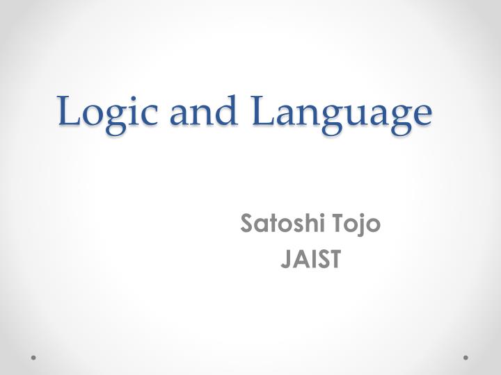 logic and language