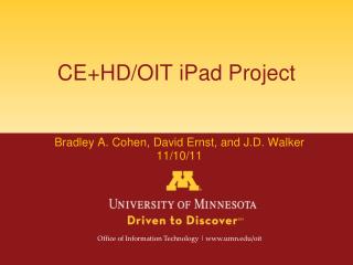 CE+HD/OIT iPad Project