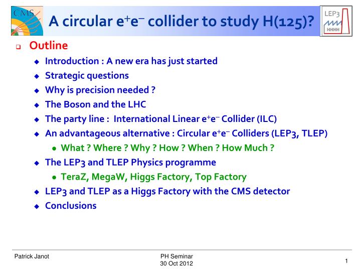 a circular e e collider to study h 125